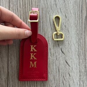 Authentic Louis Vuitton Red Luggage Tag Bag Charm Key Chain